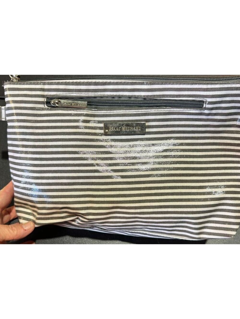 Isaac Mizrahi Striped Cosmetic Makeup Travel Bag